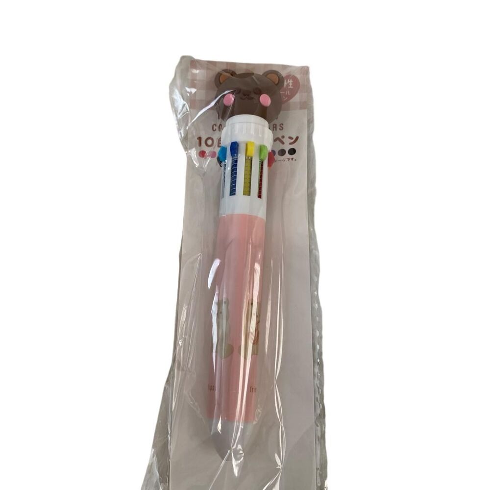 10 Color Ballpoint Pen. Bear Design. Multicolor.